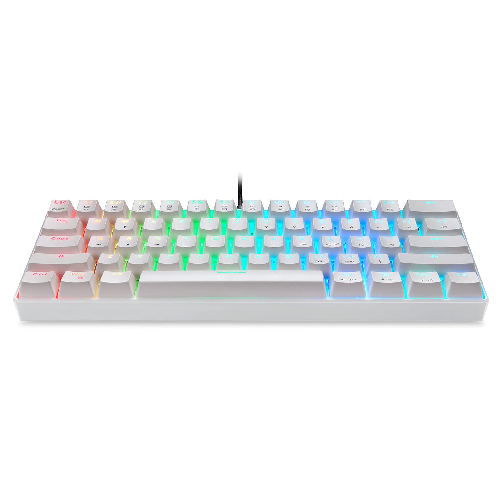 Teclado Mecânico Motospeed Ck61 Essential Branco Switch Azul Rgb
